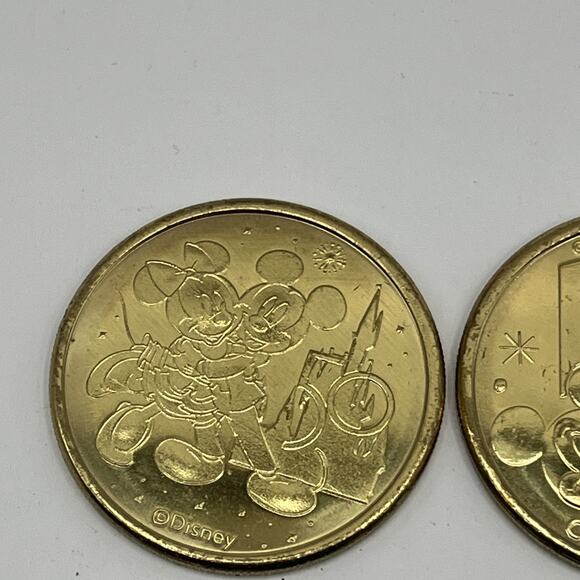 Set of 16 Walt Disney World 50th Anniversary Gold Medallion Coins USED AS IS - Picture 3 of 16